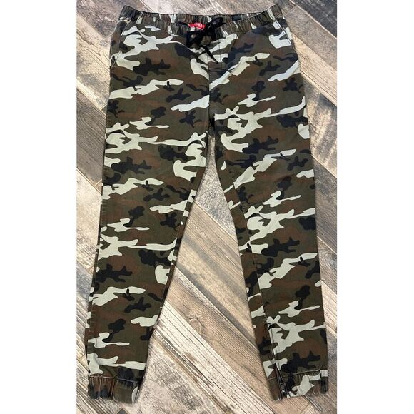 Guess Jeans Joggers Green Camouflage Army Pull On Tapered Men's Large 36/38‎ - Picture 1 of 7